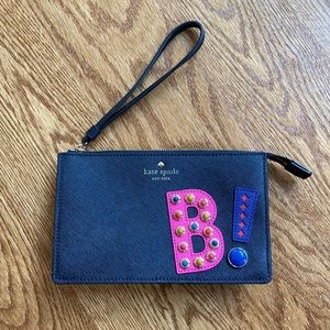 Kate Spade Wristlet Black with B monogram Excellent condition